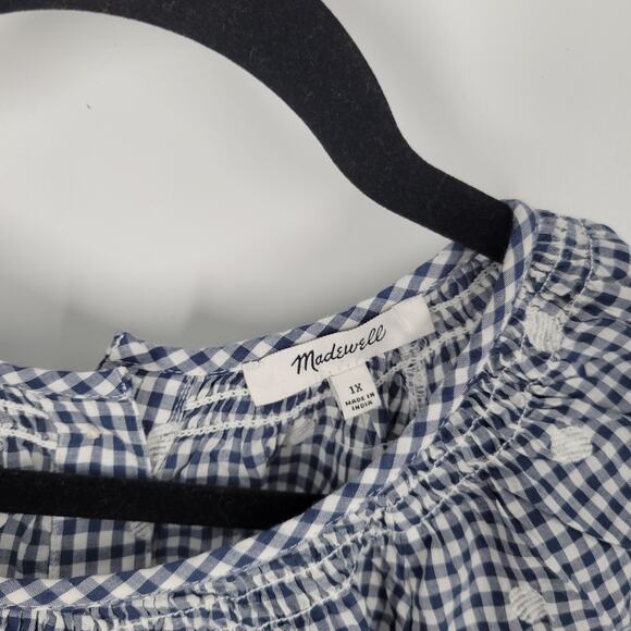 Madewell Gingham Check Embroidered Button Back Shirt 1X - Picture 7 of 13